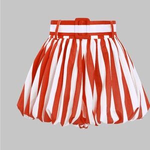 Red and White Striped High-Waisted Shorts